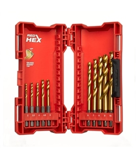 Jogo brocas Red HEX 1/4" HSS-G Titanium 10pçs - Milwaukee - MWK0043