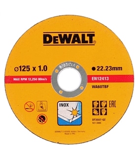 Disco corte inox - 125 x1.0 x22.23mm - 10un - DEWALT - DWT1255