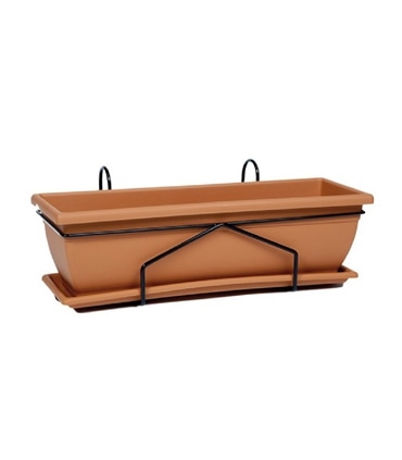 Jardineira terracota c/ bandeja e suporte 62x20x20cm Tryun - JAR1345