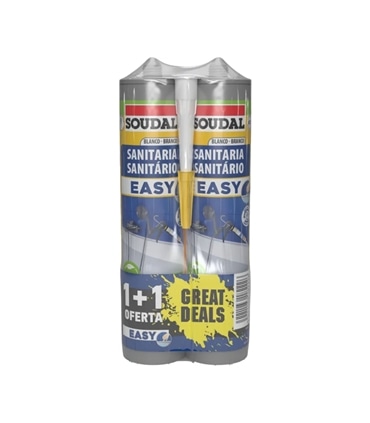 Silicone Sanitario EASY Branco 290ml+1 Oferta - Soudal - SOU1204