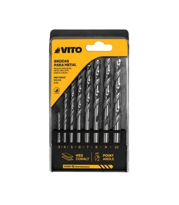 CONJUNTO DE BROCAS HSS COBALTO 8 UNIDADES - VITO - VIT1283