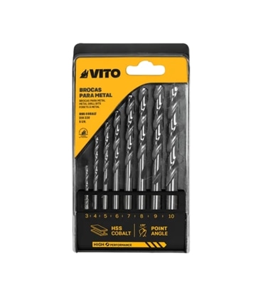 CONJUNTO DE BROCAS HSS COBALTO 8 UNIDADES - VITO #2 - VIT1283