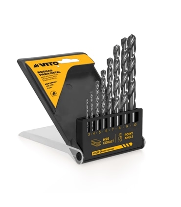 CONJUNTO DE 8 BROCAS HSS 3, 4, 5, 6, 7, 8, 9, 10MM - VITO #2 - VIT1282