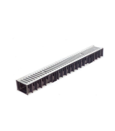 Canalete plast. PE-HD c/grelha metalica A15 - 1000x135x100 - HID1215