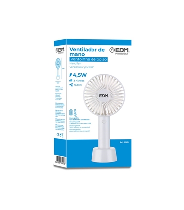 Ventoinha USB recarregavel 4,5W Ø10,6cm branco - 33904 - EDM - EDM1261
