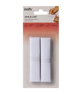 Fita velcro adesiva 20mmx10cm branco 4un - 2143-2 - Inofix - INO1465