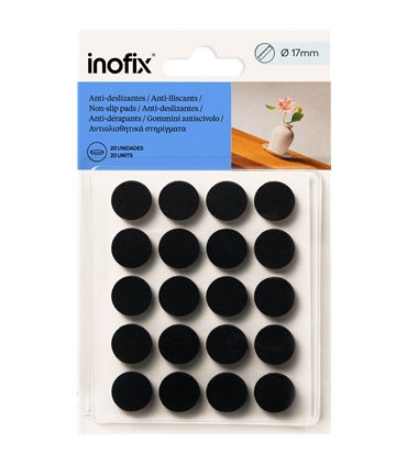Anti deslizantes adesivos Ø17mm preto 20unid 4033-3 Inofix - INO1303